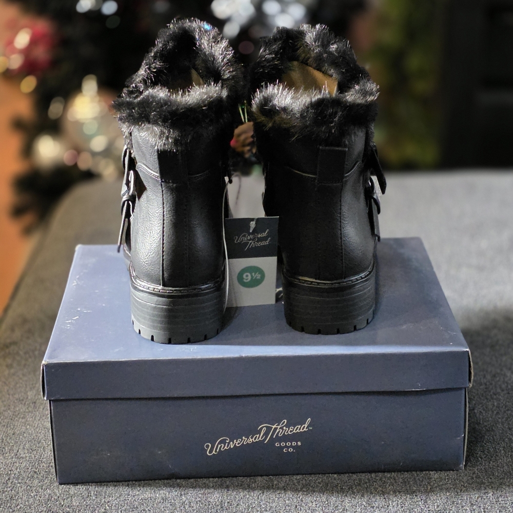 Black Faux Fur Lined Janet Boot Size 9.5 Womens - Picture 3 of 4